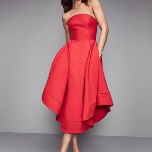 C/MEO Collective Strapless Making Waves Dress in Cherry (S)